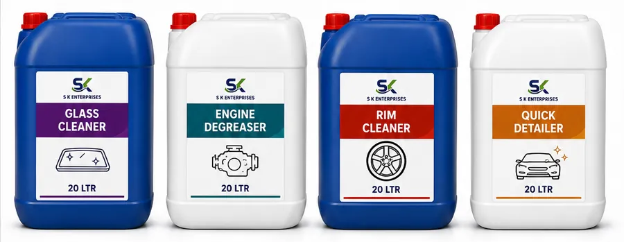S K Enterprises 20 litre Rim Cleaner and Quick Detailer jerry cans